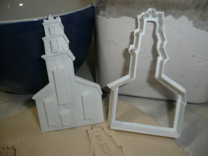 Church Outline Cookie Cutter and Detailed Stamp Set of 2 Made In USA PR2170