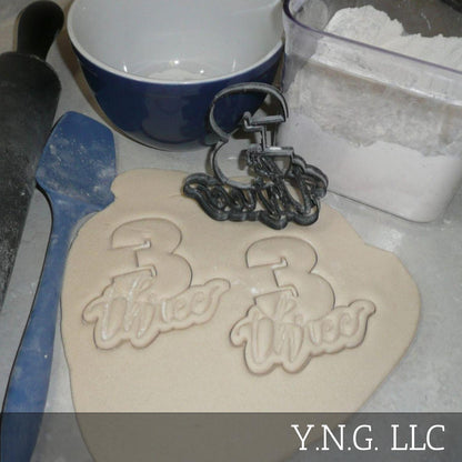 Number Three 3 With Word Birthday Anniversary Cookie Cutter Made In USA PR2404