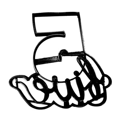 Number Five 5 With Word Birthday Anniversary Cookie Cutter Made In USA PR2406