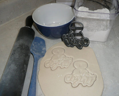 Number Eight 8 With Word Birthday Anniversary Cookie Cutter Made In USA PR2409