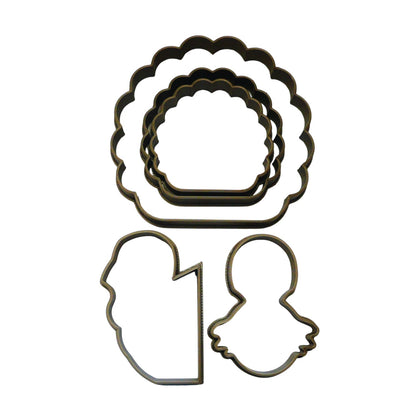 Turkey 5 Piece Set Thanksgiving Holiday Cookie Cutter Made In USA PR2973