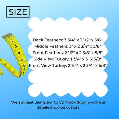Turkey 5 Piece Set Thanksgiving Holiday Cookie Cutter Made In USA PR2973