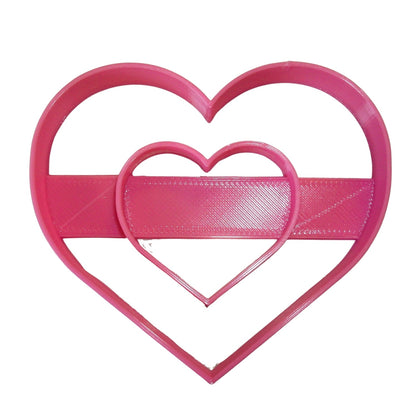 6x Double Heart Love Fondant Cutter Cupcake Topper 1.75 IN USA FD301