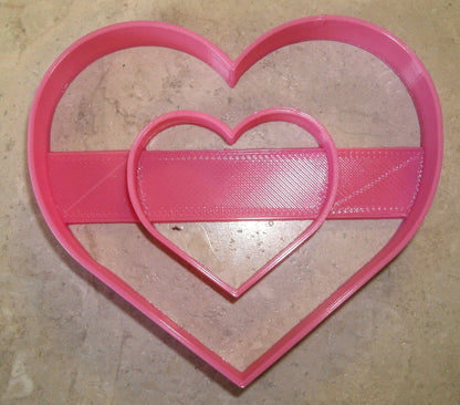 6x Double Heart Love Fondant Cutter Cupcake Topper 1.75 IN USA FD301