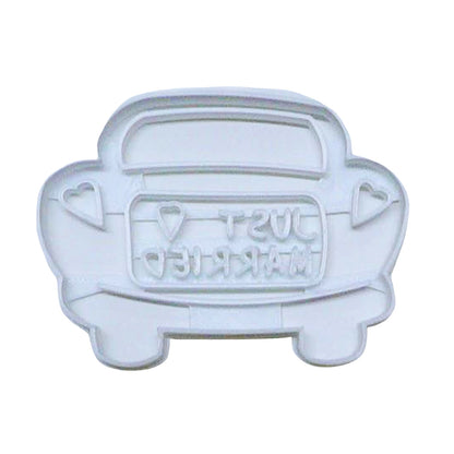 6x Just Married Wedding Car Fondant Cutter Cupcake Topper 1.75 IN USA FD3012