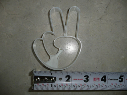 Peace Or Victory Sign Detailed Hand Shape Cookie Cutter Made In USA PR5031