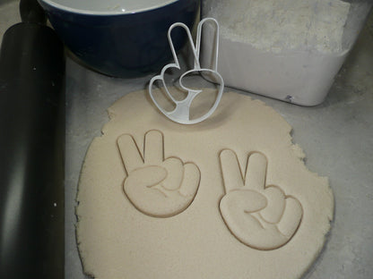 Peace Or Victory Sign Detailed Hand Shape Cookie Cutter Made In USA PR5031