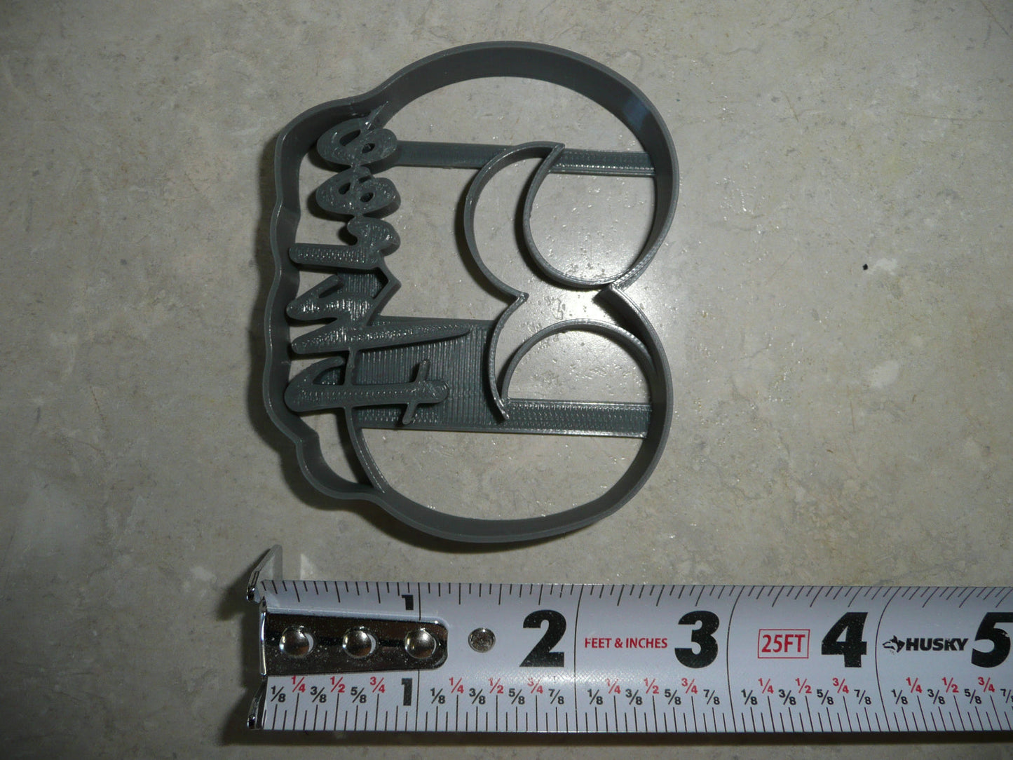 Number 3 With Word On Side Detailed Cookie Cutter Made In USA PR5043