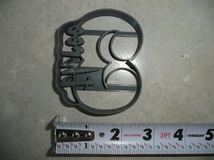 Number 3 With Word On Side Detailed Cookie Cutter Made In USA PR5043