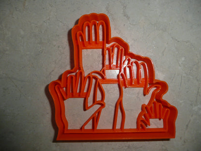 Hands Raised Volunteer Wave Detailed Cookie Cutter Made In USA PR5093