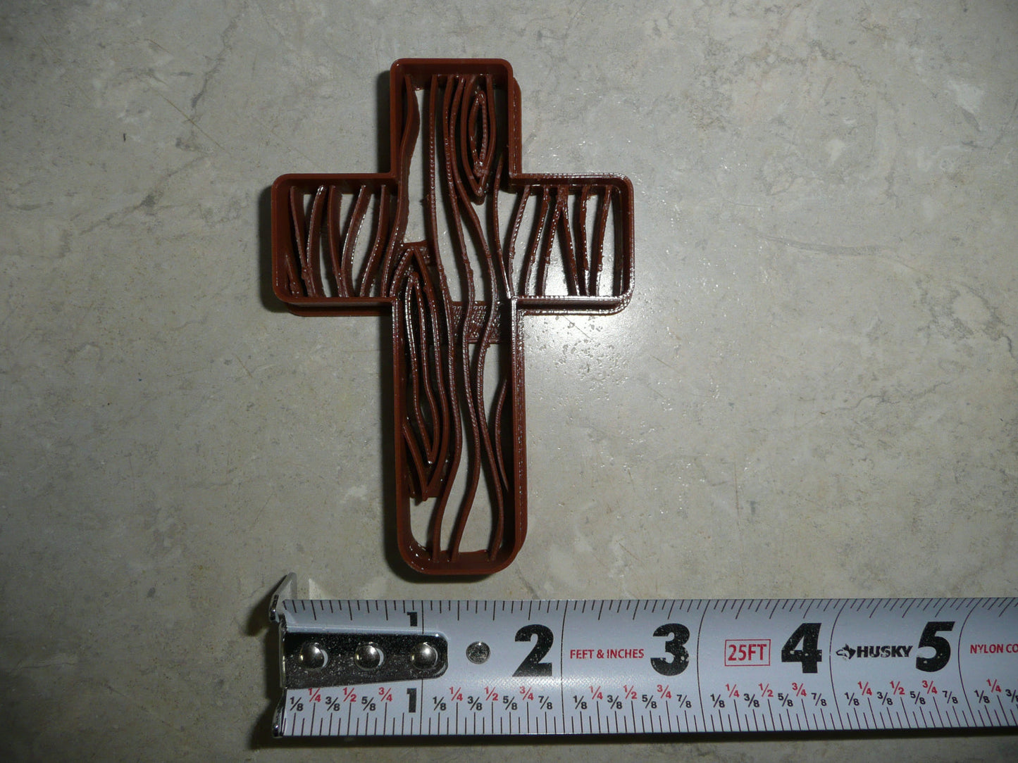 Cross Rustic Wood Grain Detailed Cookie Cutter Made In USA PR5095