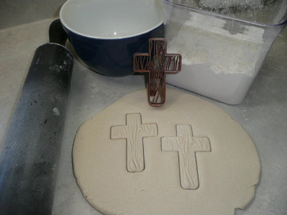 Cross Rustic Wood Grain Detailed Cookie Cutter Made In USA PR5095