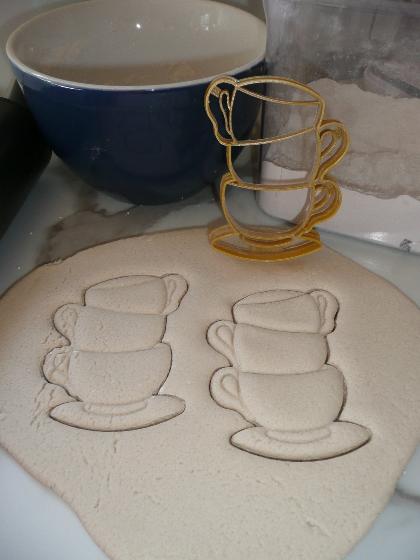 Stacked Teacups Tea Cups Detailed Cookie Cutter Made In USA PR5202