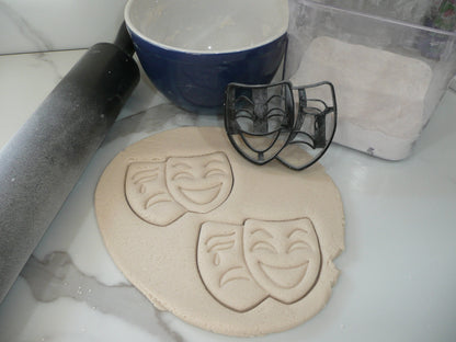 Comedy And Tragedy Theatre Drama Mask Cookie Cutter Made In USA PR5229