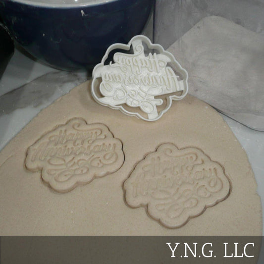 Happy Anniversary Elegant Script Cookie Cutter Made In USA PR5286