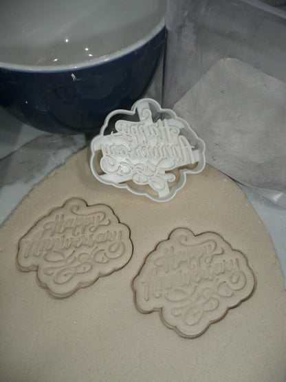 Happy Anniversary Elegant Script Cookie Cutter Made In USA PR5286