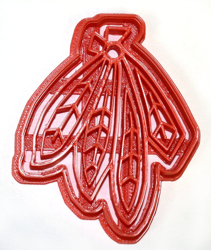 6x Blackhawks Feathers Fondant Cutter Cupcake Topper 1.75 IN USA FD735