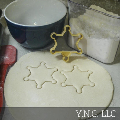 Sheriff Badge 6 Point Star Lawman Wild West Cookie Cutter Made In USA PR892