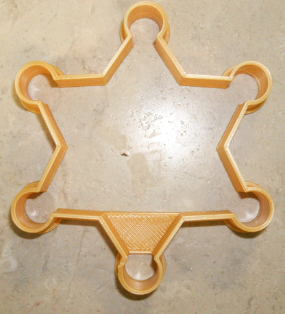 Sheriff Badge 6 Point Star Lawman Wild West Cookie Cutter Made In USA PR892