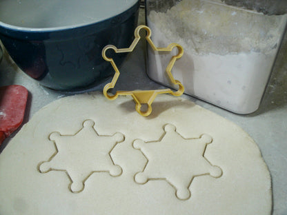 Sheriff Badge 6 Point Star Lawman Wild West Cookie Cutter Made In USA PR892