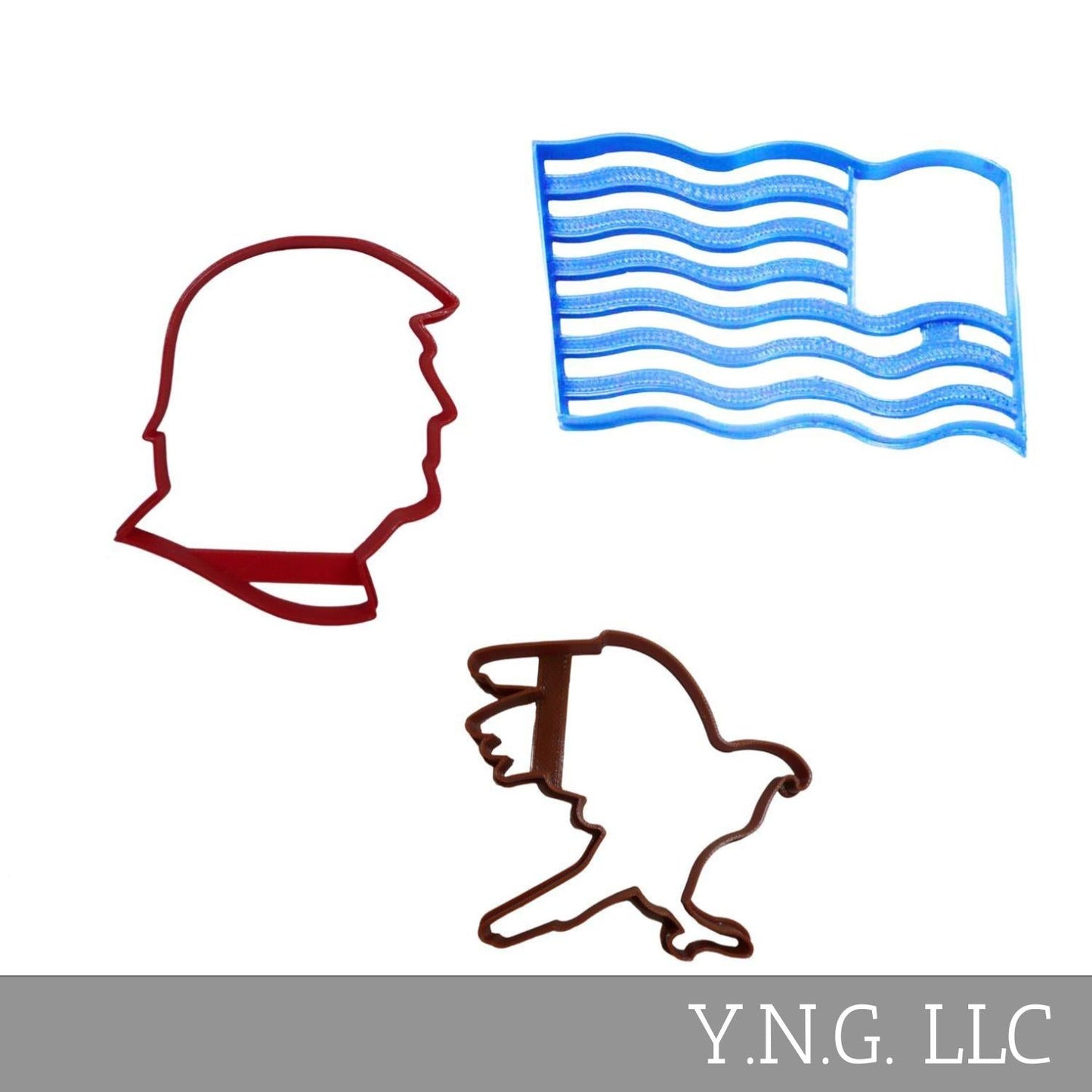 President Trump American Flag Eagle Set Of 3 Cookie Cutters Made In USA PR9005