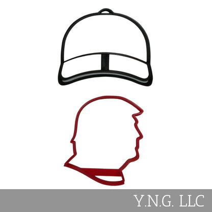 Trump MAGA Theme Baseball Hat Set Of 2 Cookie Cutters Made In USA PR9008