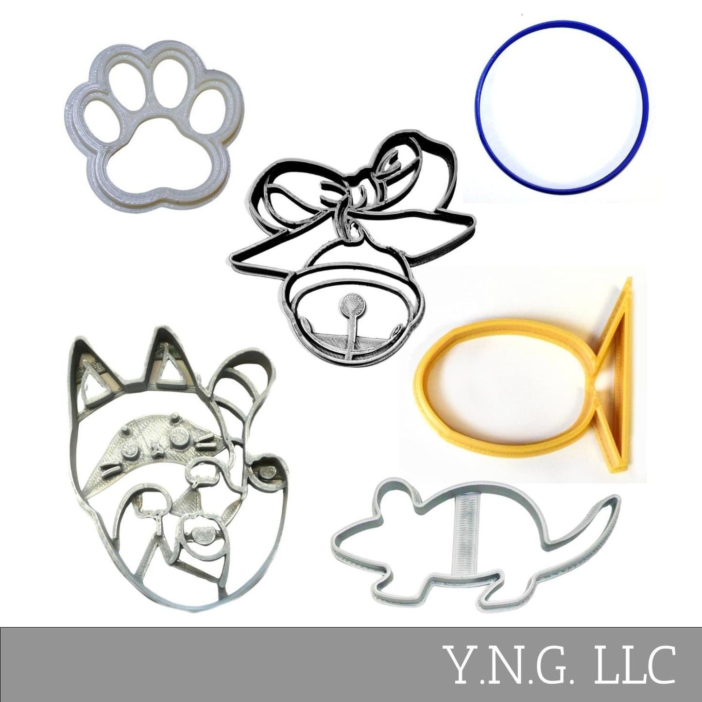 Playful Kitty Cat Pet Theme Set Of 6 Cookie Cutters Made In USA PR9028