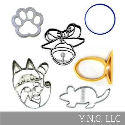 Playful Kitty Cat Pet Theme Set Of 6 Cookie Cutters Made In USA PR9028