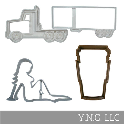 Over The Road Truck Driver Trucking Set Of 4 Cookie Cutters Made In USA PR9031