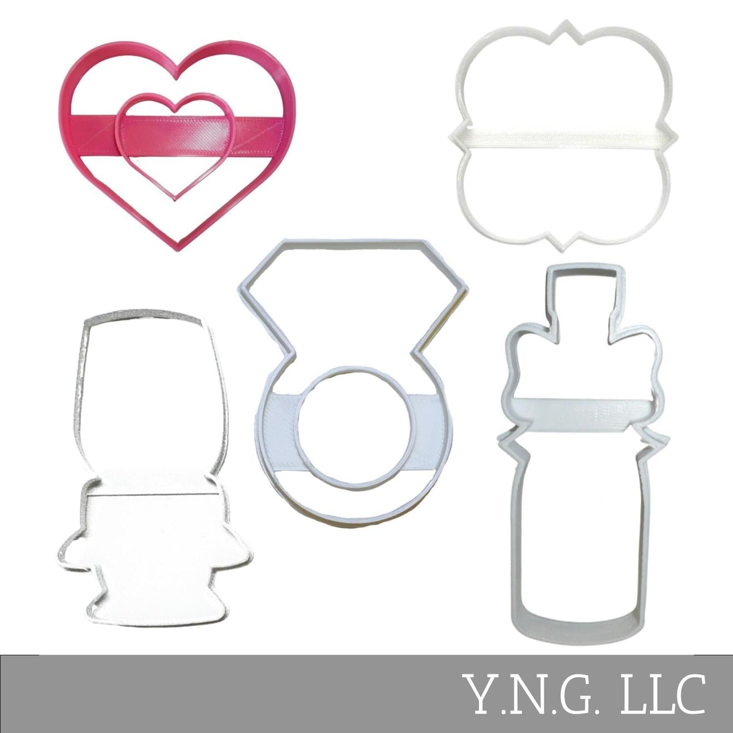 Engagement Celebration Champagne Set Of 5 Cookie Cutters Made In USA PR9033