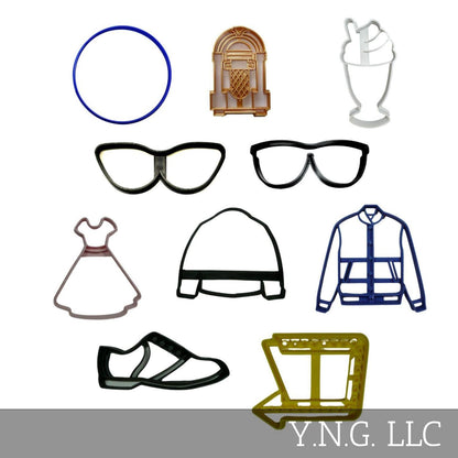 1950s Sock Hop Diner Retro Theme Set Of 10 Cookie Cutters Made In USA PR9052