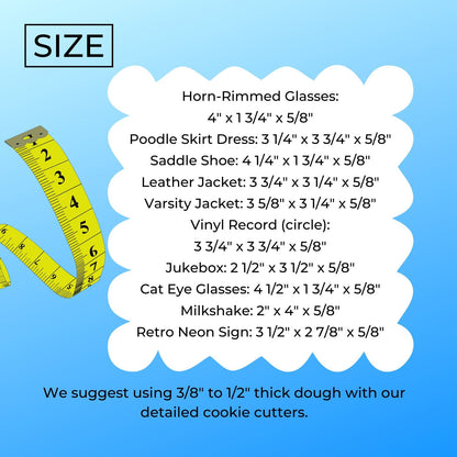 1950s Sock Hop Diner Retro Theme Set Of 10 Cookie Cutters Made In USA PR9052