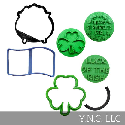 St Patricks Day Set Of 7 Cookie Stamps And Cookie Cutters Made In USA PR9062