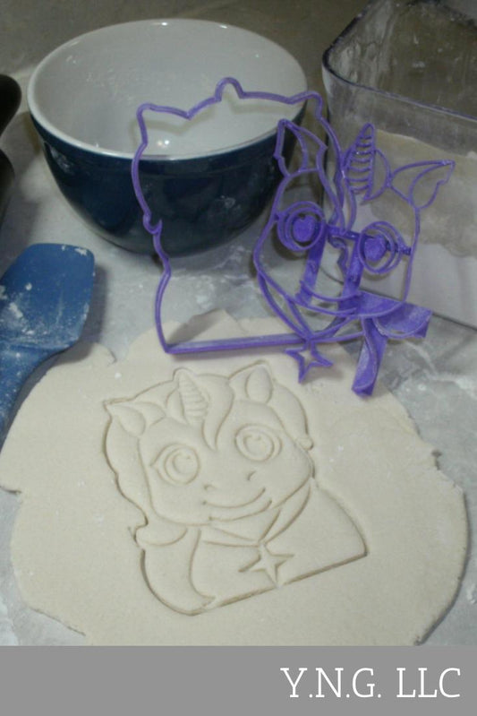 Unicorn Face Detailed Set of 2 Cookie Stamp and Outline Cutter Made In USA PR743