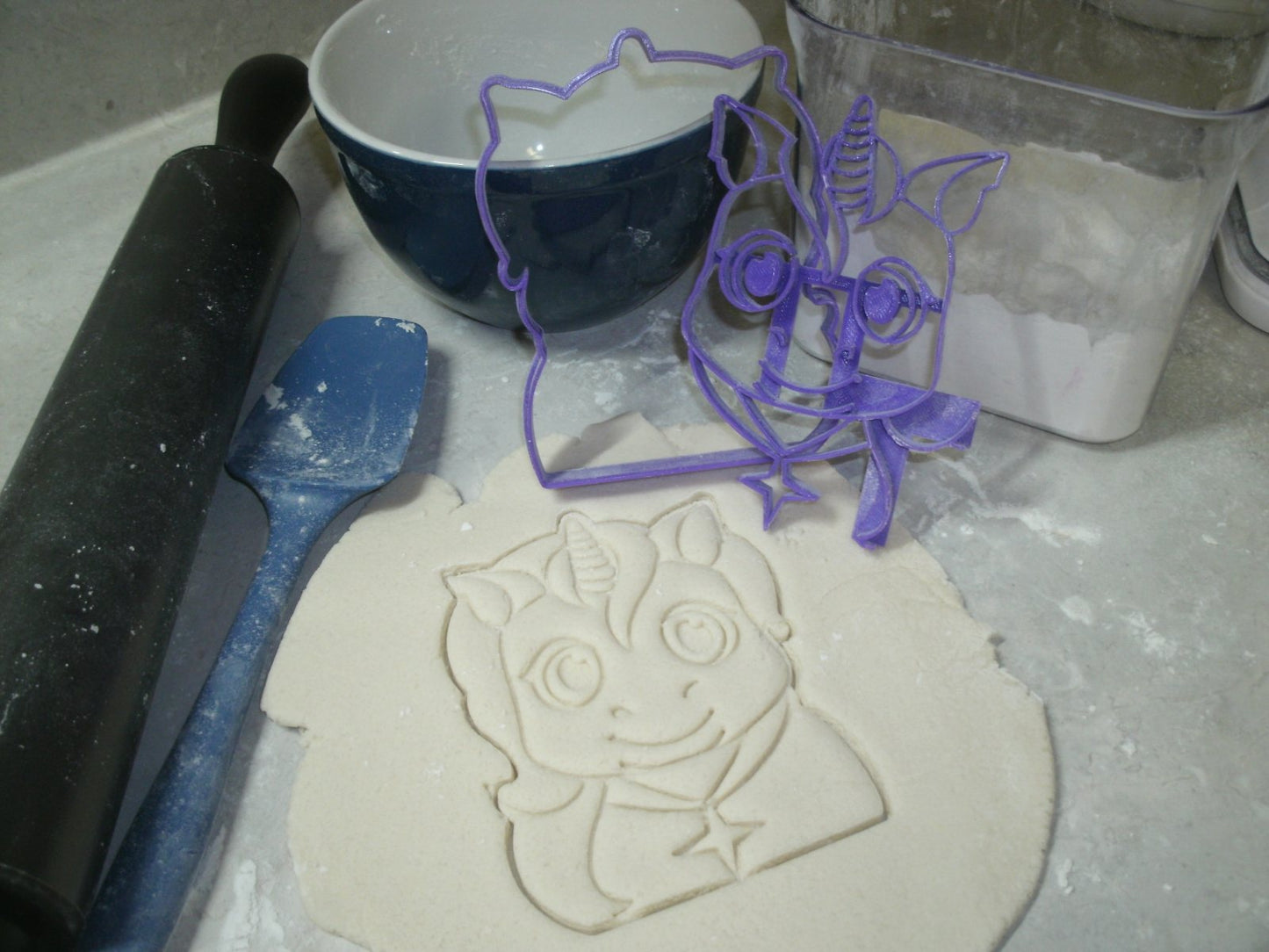 Unicorn Face Detailed Set of 2 Cookie Stamp and Outline Cutter Made In USA PR743