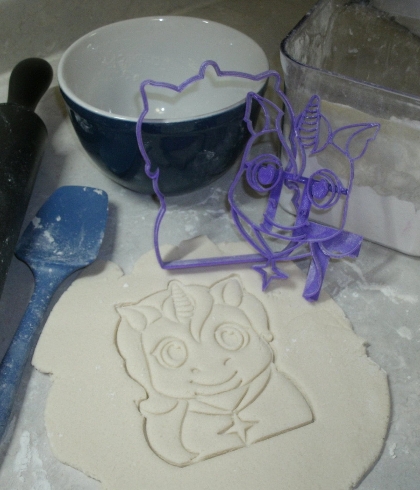 Unicorn Face Detailed Set of 2 Cookie Stamp and Outline Cutter Made In USA PR743
