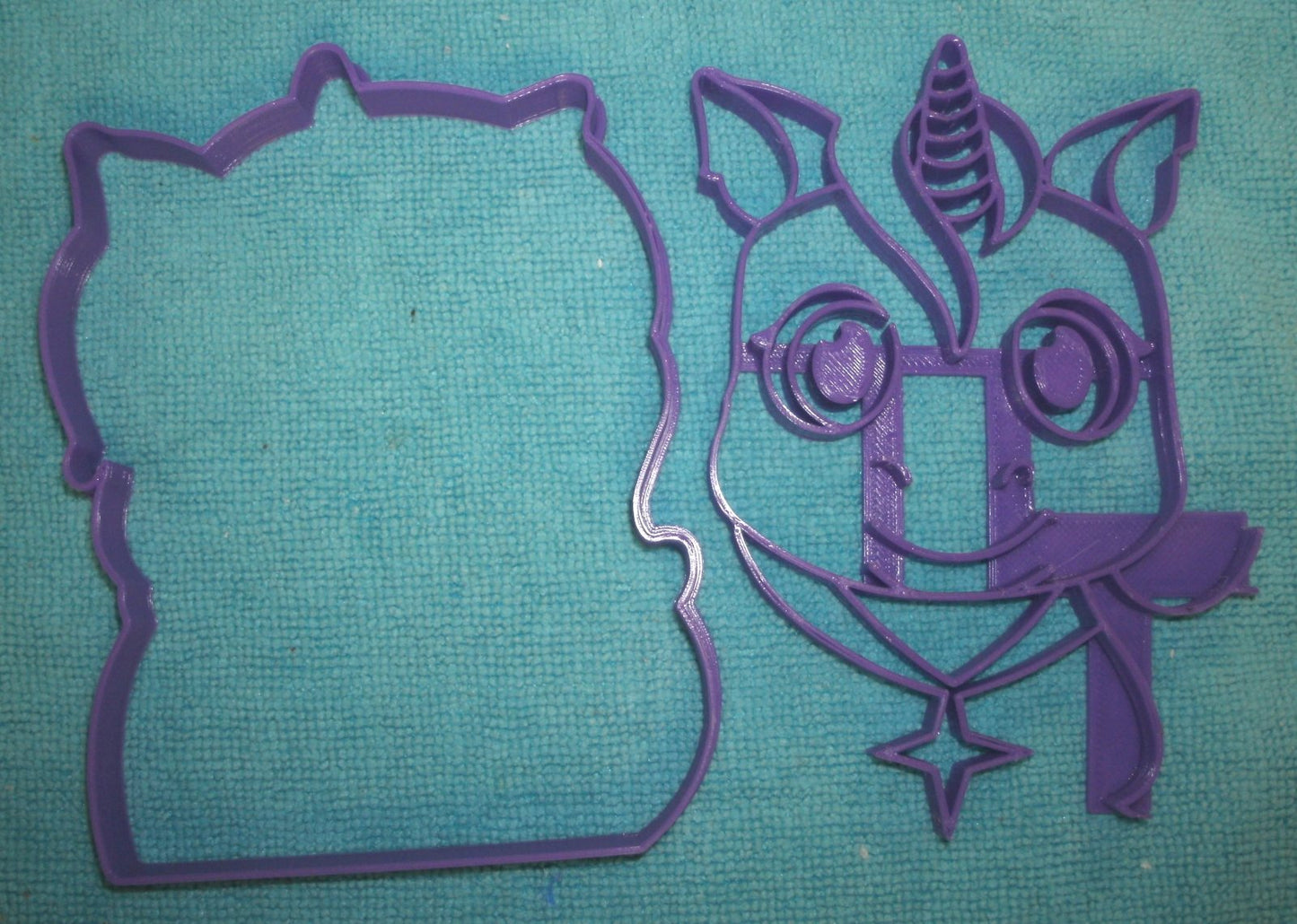 Unicorn Face Detailed Set of 2 Cookie Stamp and Outline Cutter Made In USA PR743