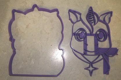 Unicorn Face Detailed Set of 2 Cookie Stamp and Outline Cutter Made In USA PR743
