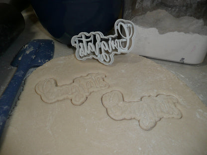 Congrats Congratulations Word Fancy Font Cookie Cutter Made In USA PR2515