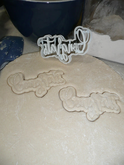Congrats Congratulations Word Fancy Font Cookie Cutter Made In USA PR2515