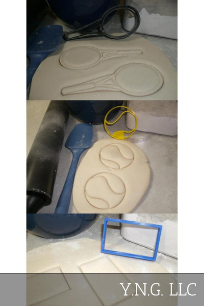 Tennis Ball Racket Court Sport Athletics Set Of 3 Cookie Cutters USA PR1373