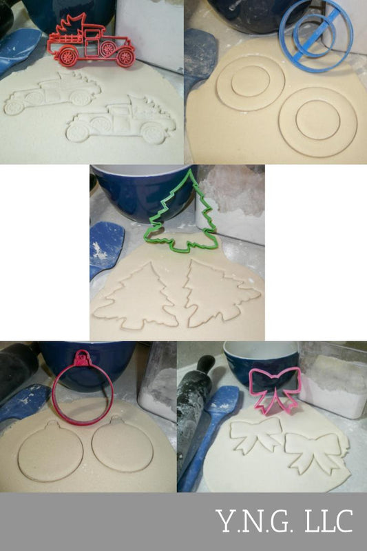 Holiday Christmas Decorating Wreath Truck Tree Set Of 5 Cookie Cutter USA PR1366
