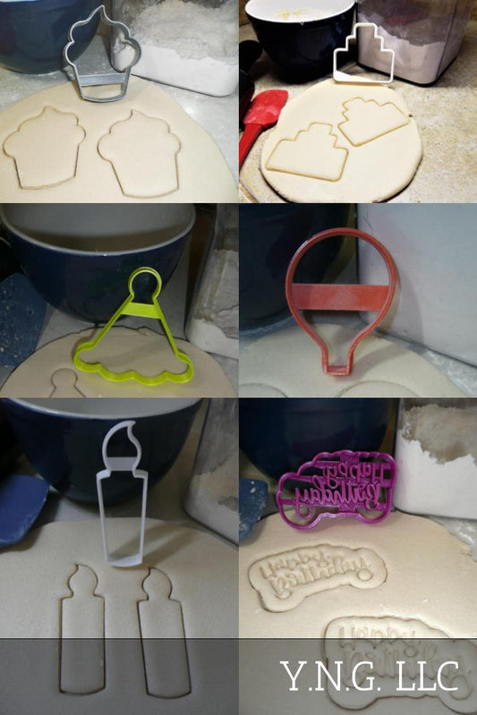 Happy Birthday Party Theme Cupcake Candle Set Of 6 Cookie Cutters USA PR1363