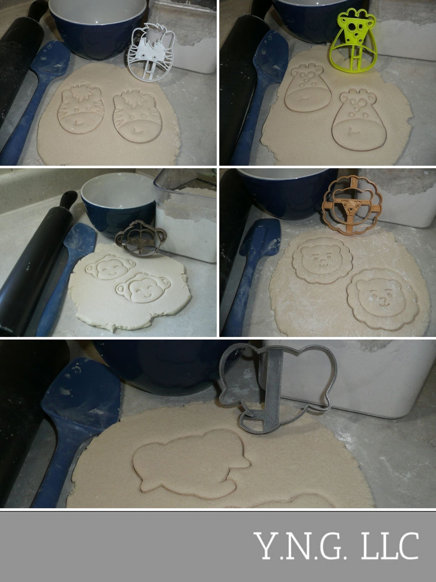 Cutesy Animal Face Zoo Safari Set of 5 Cookie Cutters USA PR1460