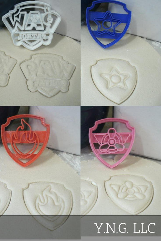 Paw Patrol Logo Badges Shields Tags Set Of 4 Cookie Cutters USA PR1047