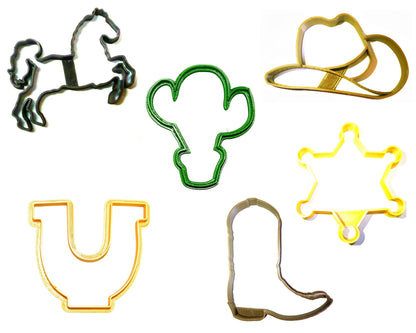 Wild West Cactus Cowboy Hat Boot Sheriff Set Of 6 Cookie Cutters USA PR1105