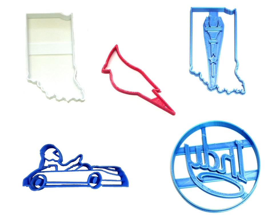 Indiana State Icons Symbols Cardinal Race Car Set Of 5 Cookie Cutters USA PR1376