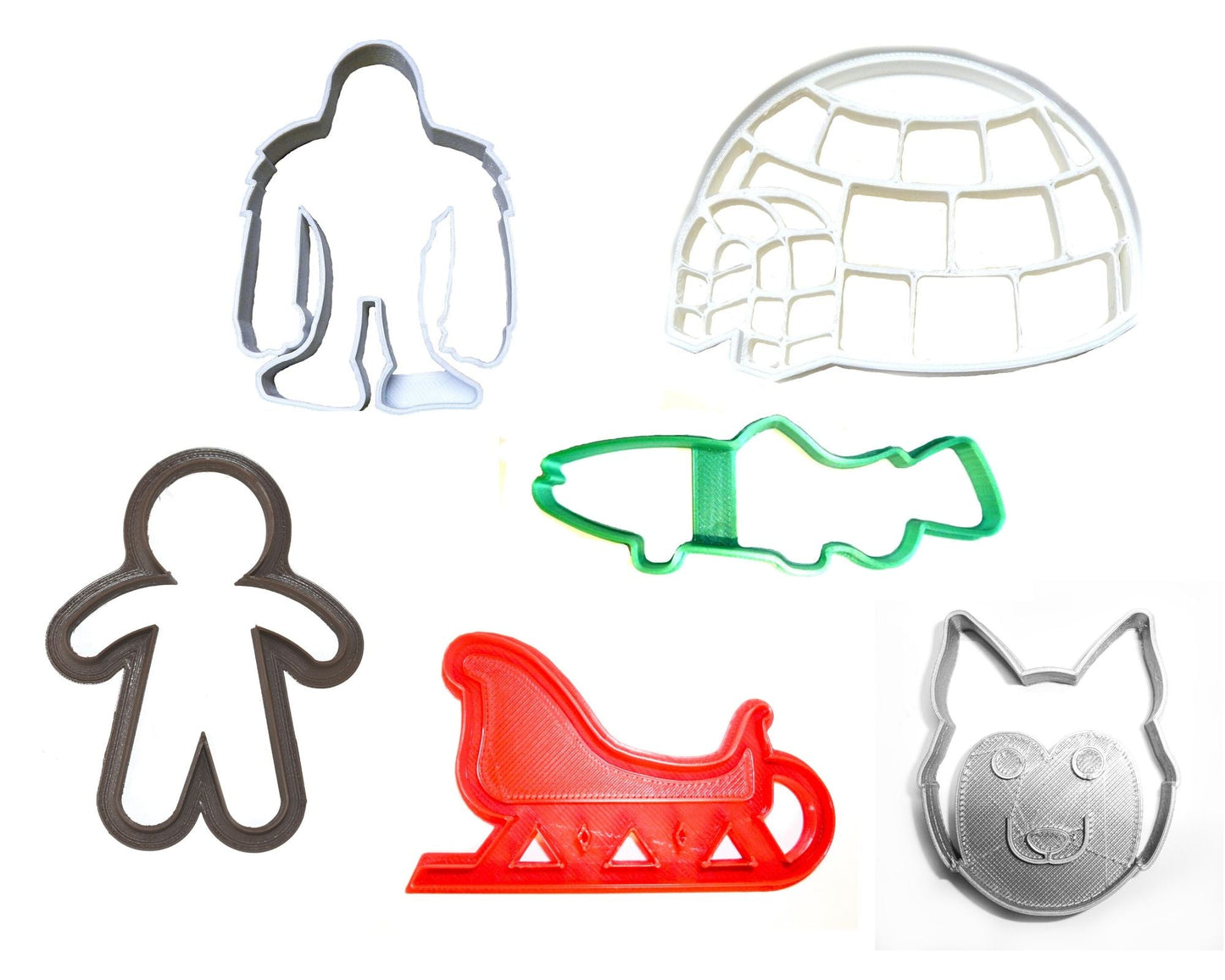 Eskimo Kit Igloo Husky Sled Fish Winter Snow Set Of 6 Cookie Cutters USA PR1407