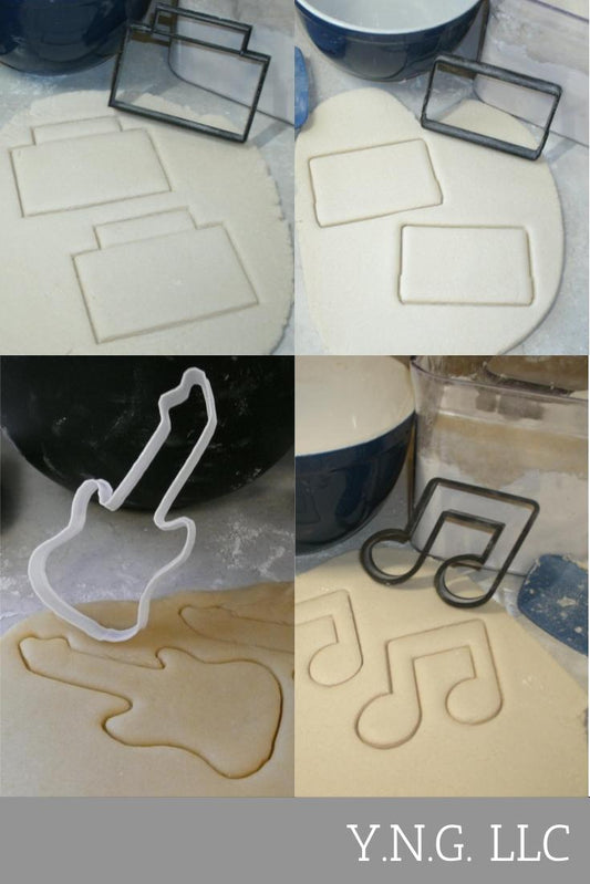 Classic Rock 1980s Boombox Cassette Guitar Set Of 4 Cookie Cutters USA PR1011