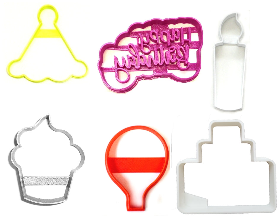 Happy Birthday Party Theme Cupcake Candle Set Of 6 Cookie Cutters USA PR1363